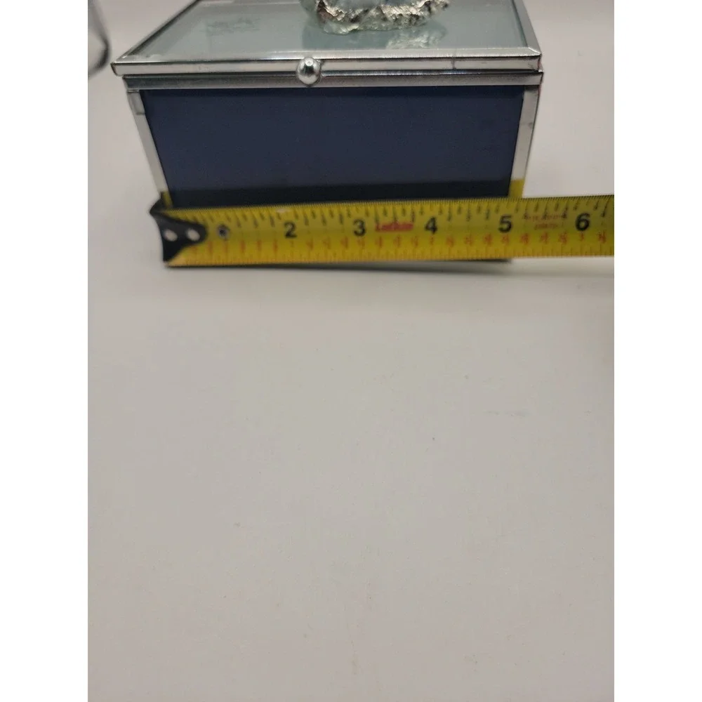 Cynthia‎ Rowley New York Blue & Silver Tone Jewelry Box with Celestite Geode